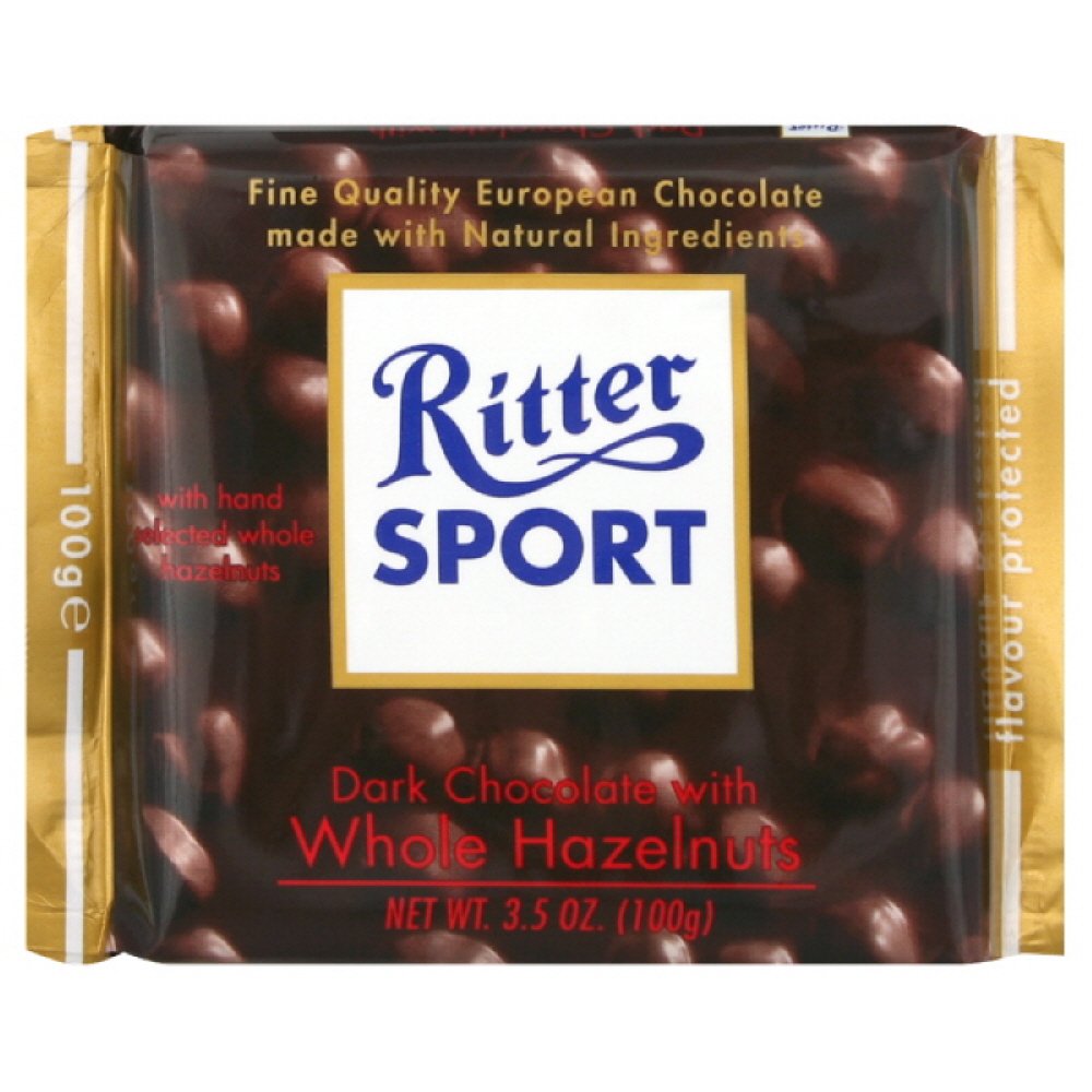 Ritter Sport Chocolate Bar Dark Whole Hazelnut, 3.5000-Ounces (Pack Of 5)