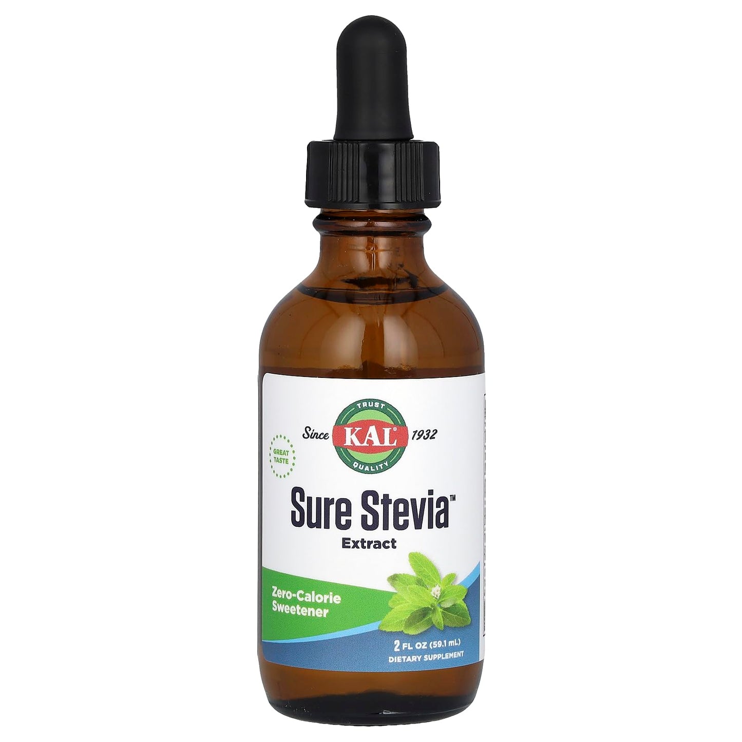 Kal Sure Stevia Liquid Extract 2 Oz | Best-Tasting  Zero Calorie  Low Glycemic | For Baking & Adding To Beverages | 385 Servings