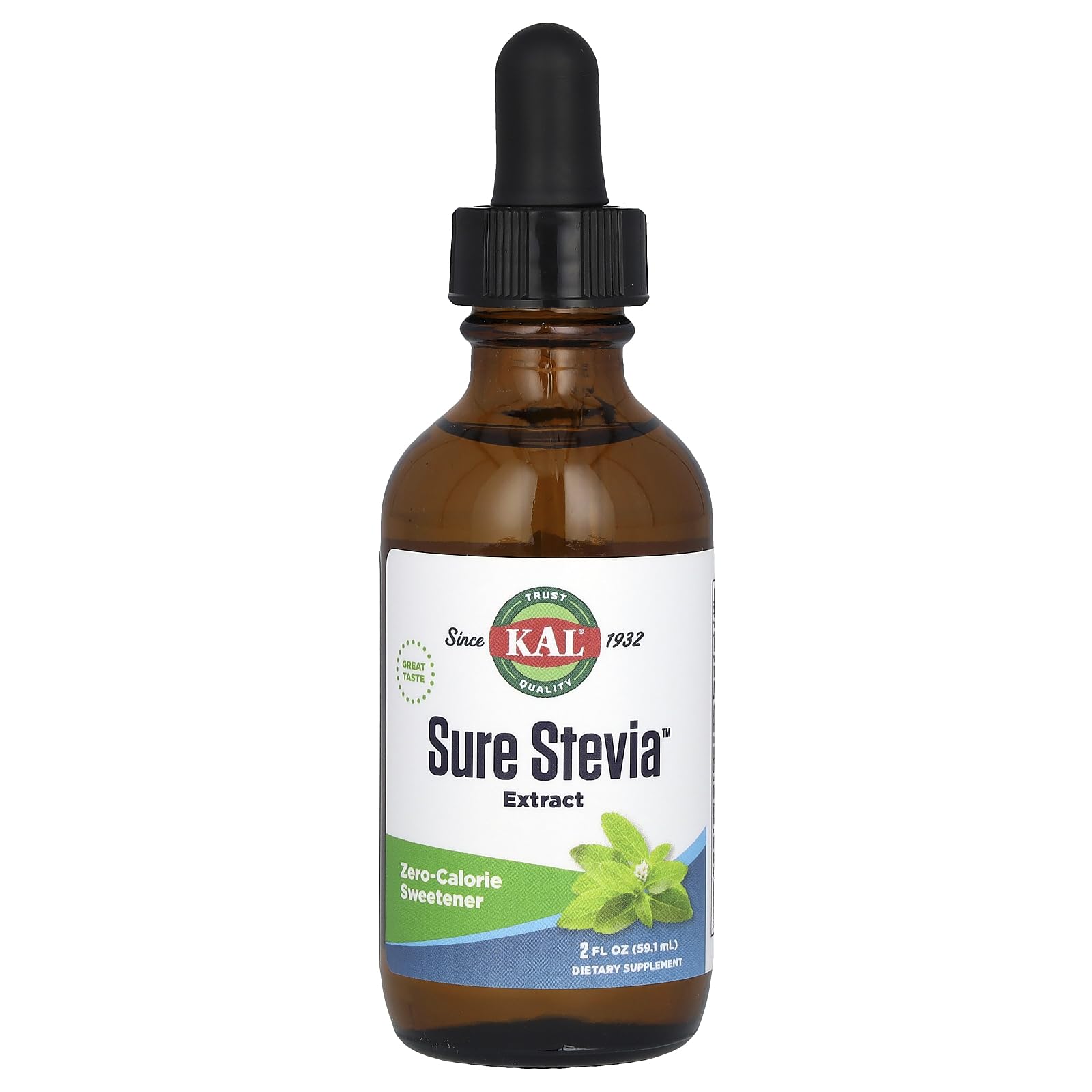 Kal Sure Stevia Liquid Extract 2 Oz | Best-Tasting  Zero Calorie  Low Glycemic | For Baking & Adding To Beverages | 385 Servings