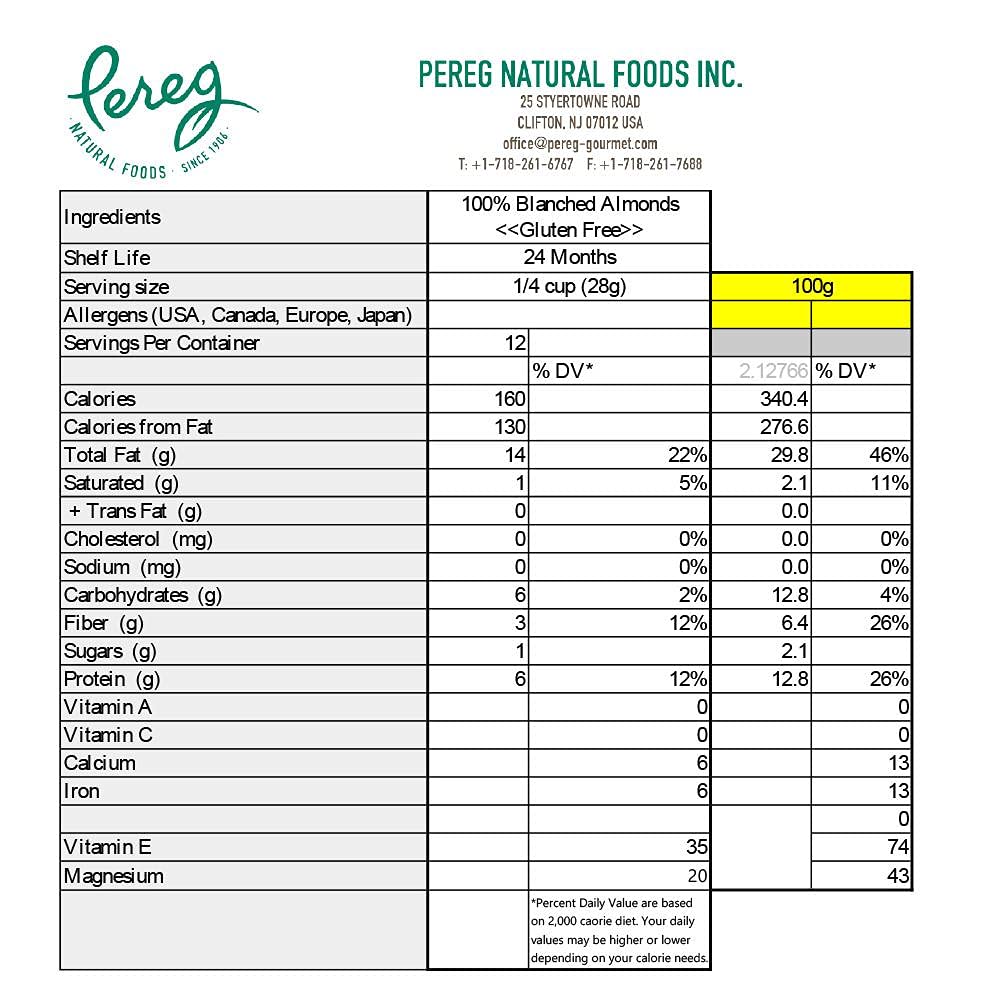 Pereg Blanched Almond Flour - Gluten Free, Keto Friendly, Finely Sifted - Wheat Free Flour, Multi-Purpose Flour & All Purpose Fl