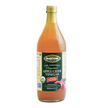 Mantova Organic Apple Cider Vinegar with The Mother, 34 Oz (2 Pack) - Rich in Probiotics, Perfect for Cooking and Salad Dressings