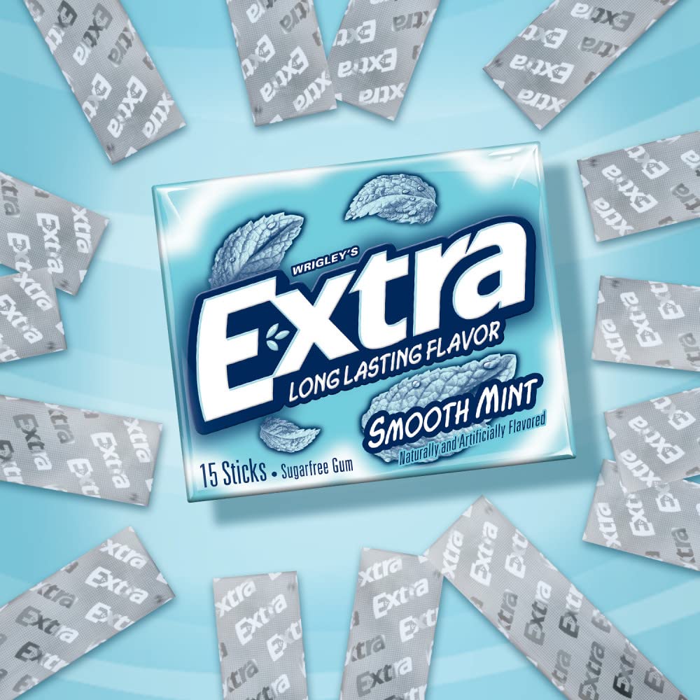 Extra Smooth Mint Sugarfree Gum 15 Count (Pack Of 10)