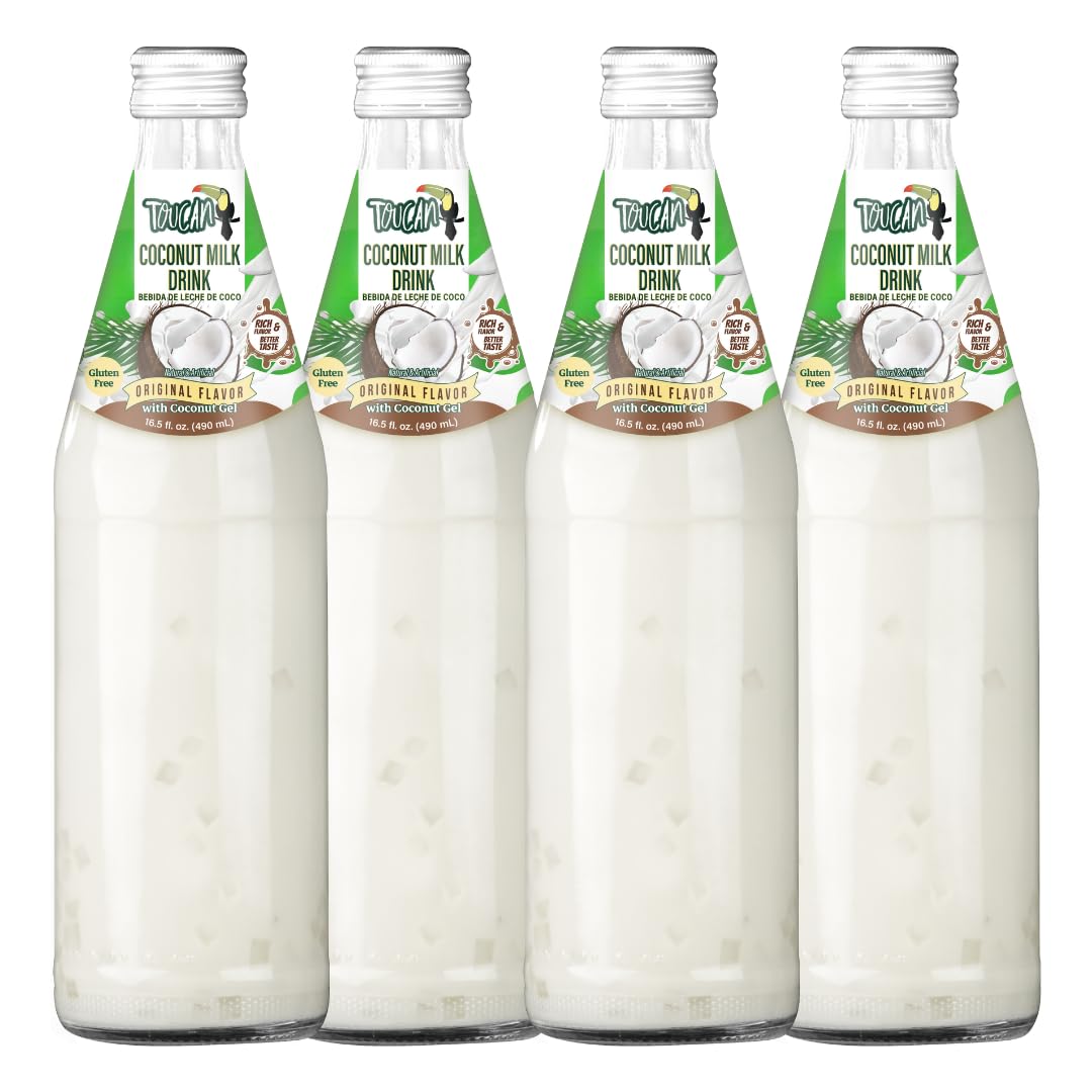 Pocas Coconut Milk Drink with Nata De Coco, 9.8 Fl Oz, Pack of 4, Original Flavor