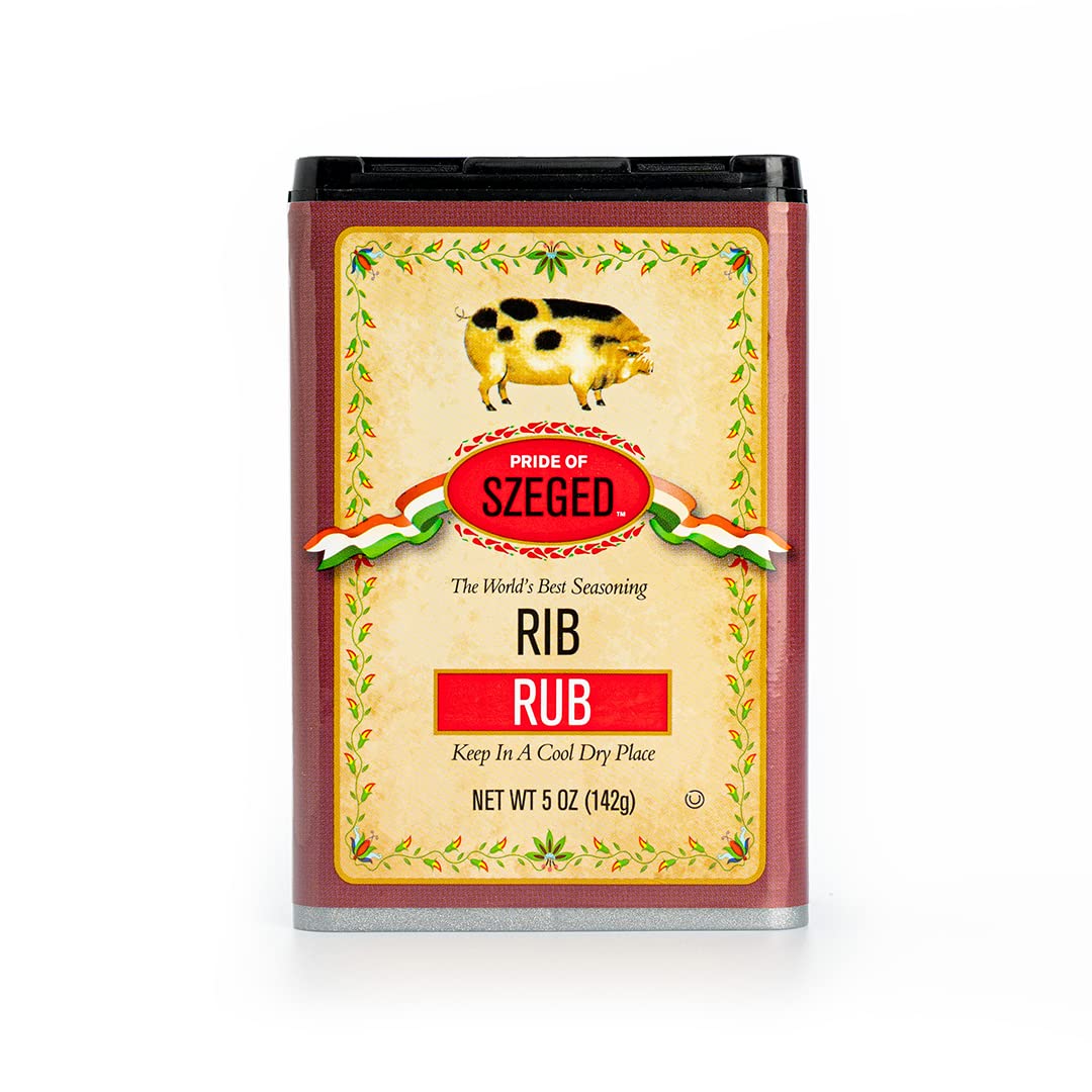 Pride of Szeged Rib Rub, BBQ, Pork and Beef Seasoning Spice Mix, 5oz. Tin, 1-Count