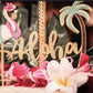 Laventy 2 Pcs Glitter Aloha Cake Topper Flamingo Cake Toppers Flamingo Happy Birthday Cake Decoration Tropical Hawaiian Luau The