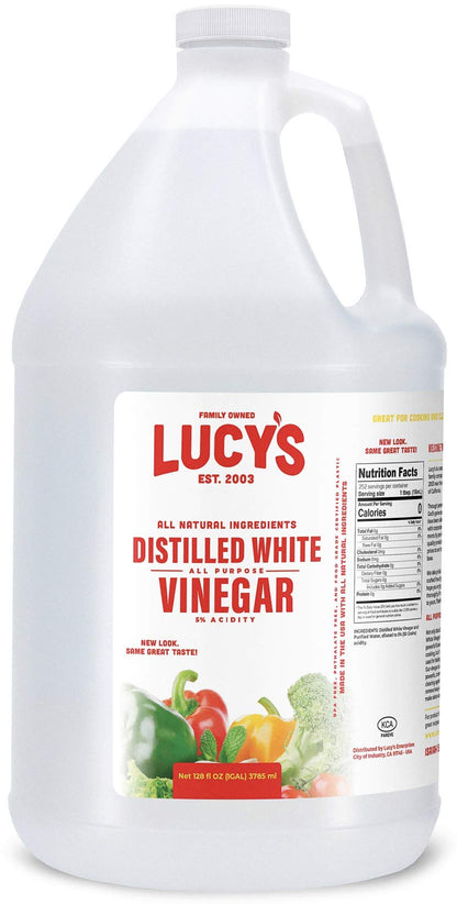 Lucys Family Owned - Natural Distilled White Vinegar, 1 Gallon (128 oz) - 5% Acidity (White Vinegar, 1 Gallon (128 fl oz.))