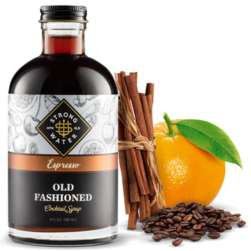 Strongwater Espresso Old Fashioned Cocktail Mixer - Handcrafted Syrup with Coffee, Cinnamon & Cherry - 8 Fl Oz - Model 1011
