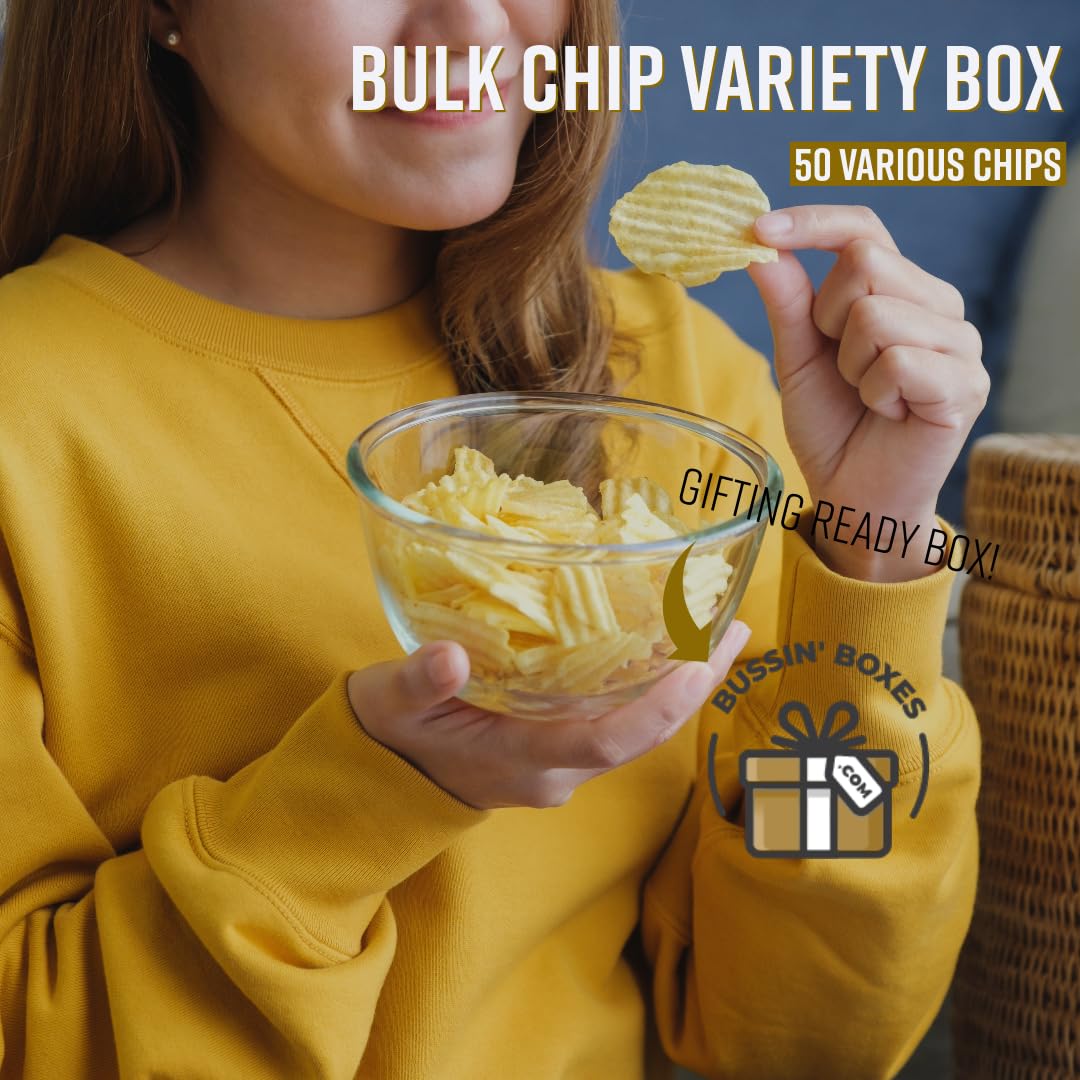 Assorted Chips Variety Pack - Potato Chips, Pretzels, Popcorn, And Healthy Snacks - 50 Count By Bussin Boxes