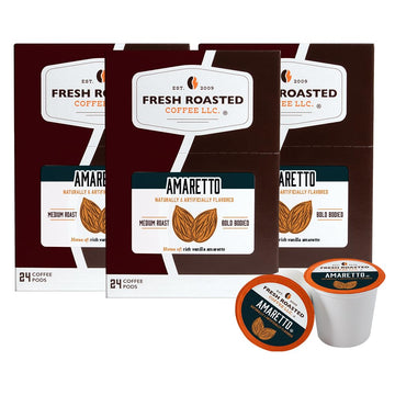 Fresh Roasted Coffee, Amaretto, Flavored Coffee Pods, 72 Count