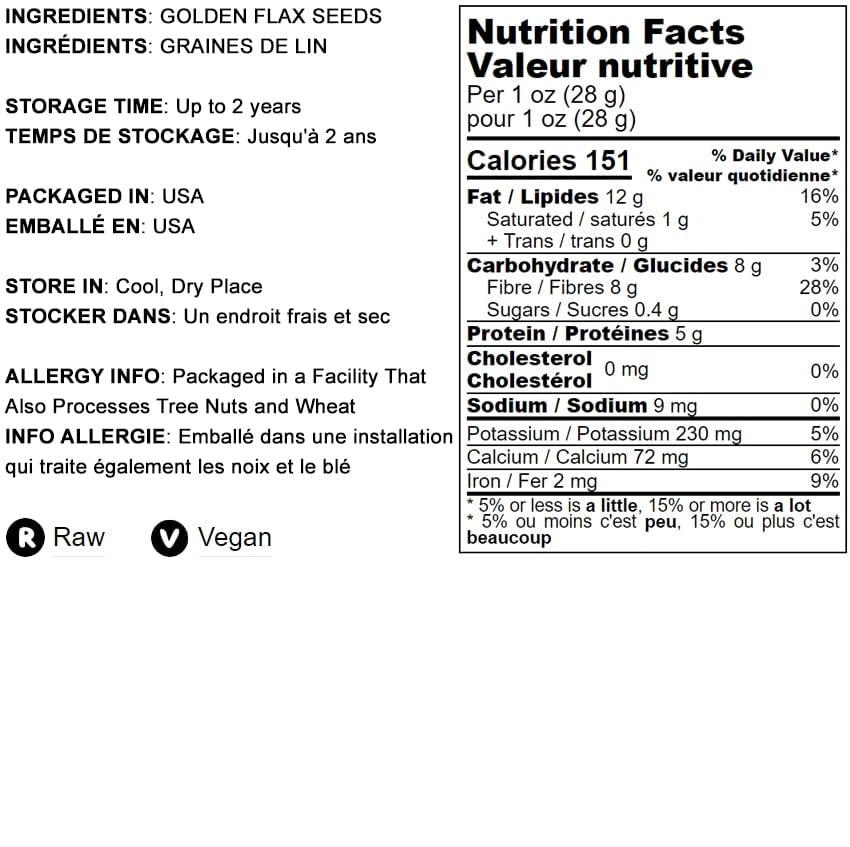 Food to Live Golden Flax Seeds, Raw Vegan, Kosher, 2.5 Pounds