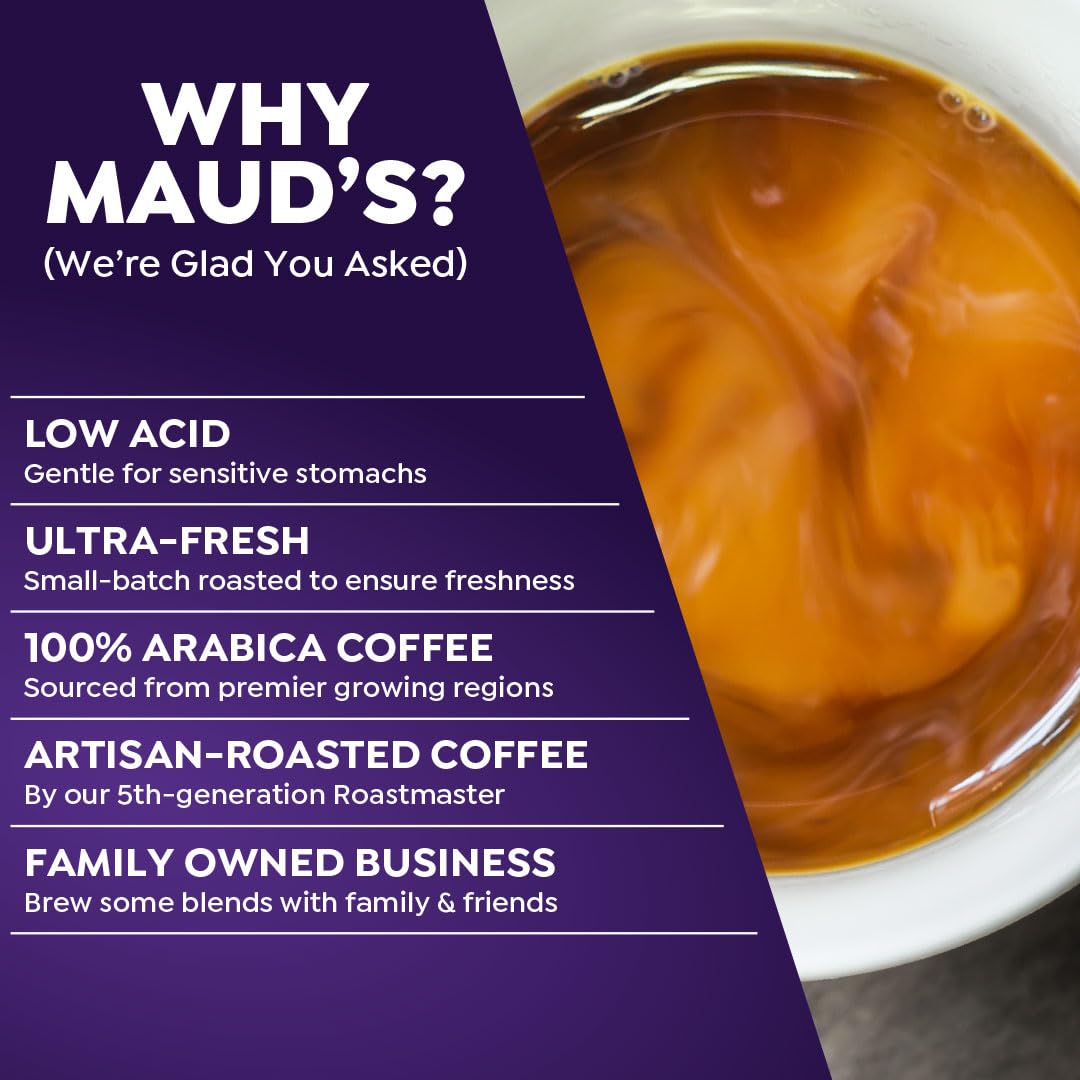 MAUDS Huckleberry Coffee Pods, 100% Arabica, 18 Count, KCup Compatible, Recyclable, Holiday Flavored