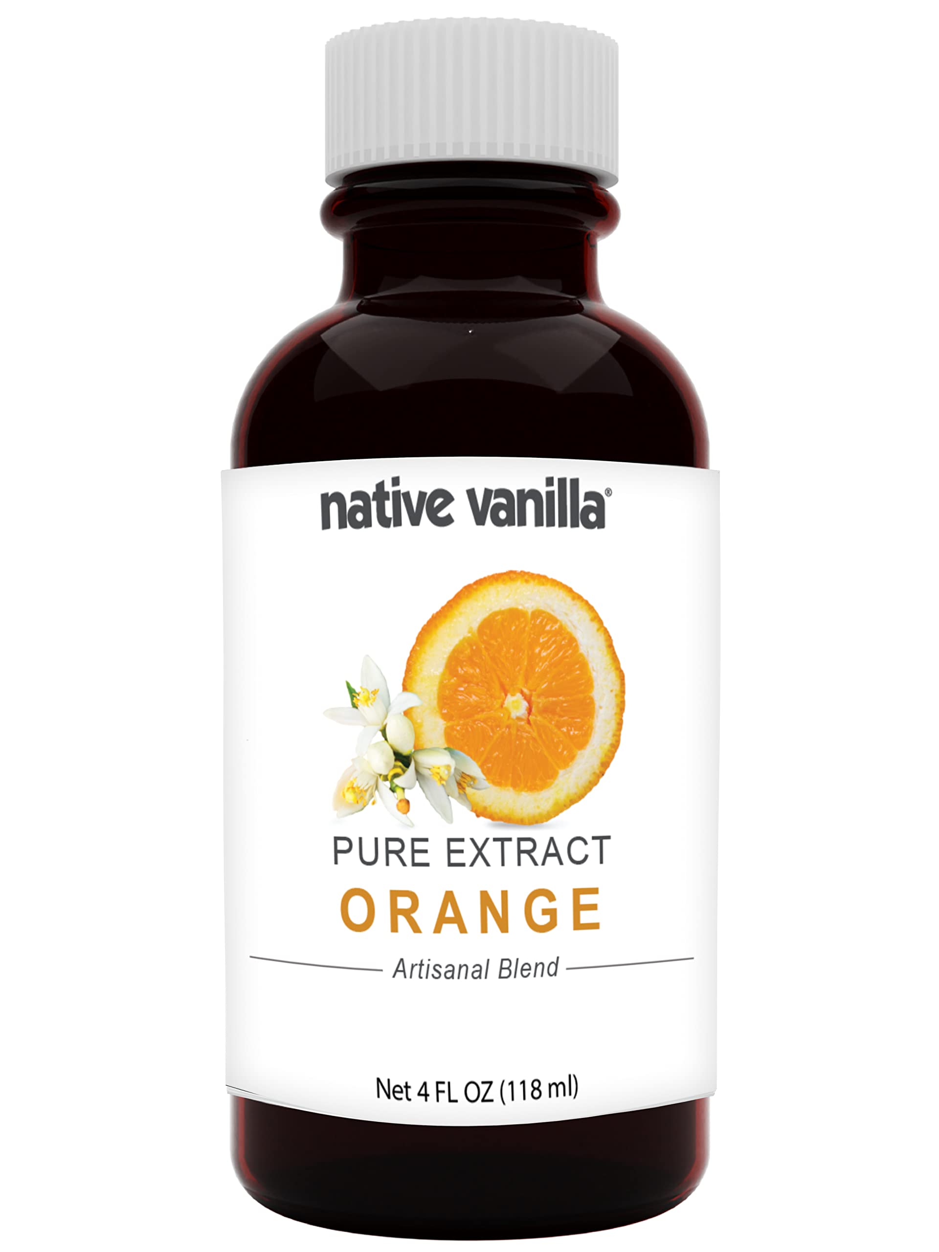 Native Vanilla - Pure Orange Extract - 4 Fl Oz - Pure Flavors And Extracts - Perfect For Cooking, Baking, And Dessert Crafting