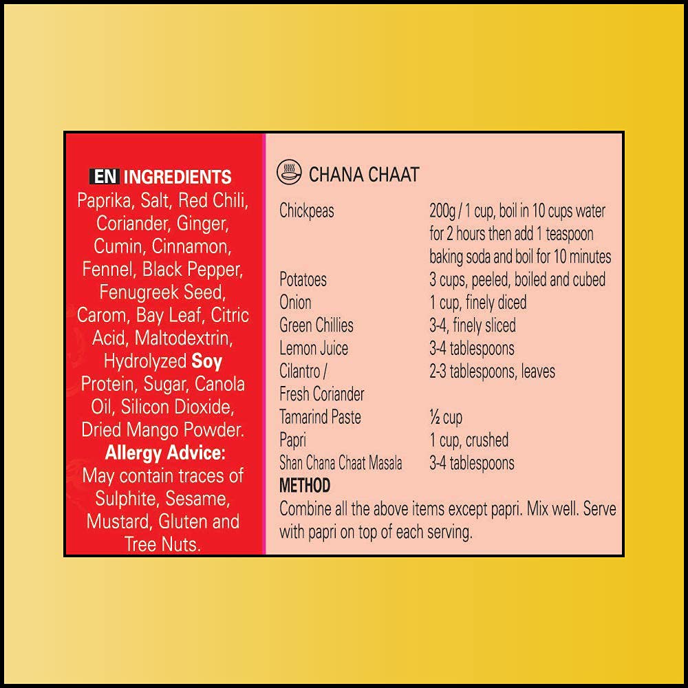 Shan Chana Chaat Seasoning Mix - Spice Powder for Chickpeas Snacks - 1.76 oz (Pack of 3) - Vegetarian - Airtight Bag