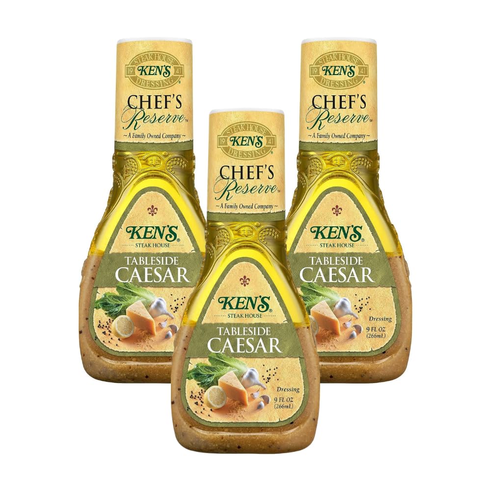 Kens Steak House Caesar Dressing, Tableside, 9 Ounce, Pack of 3