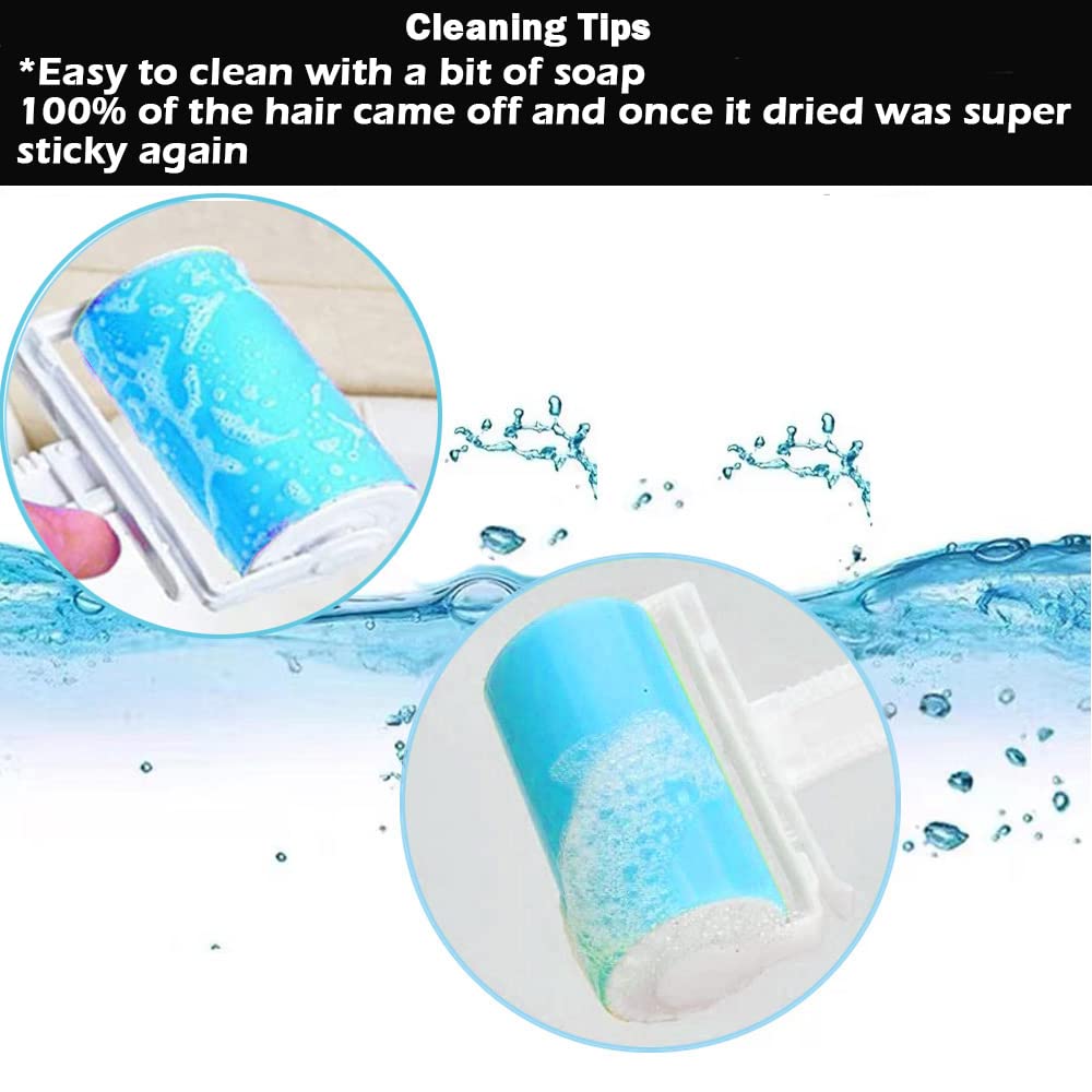 Washable Lint Roller 4 Pack, Reusable Sticky Lint Roller Dog Cat Hair Remover Brush For Clothes, Pet Hairs, Carseats