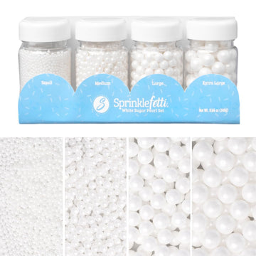 Sweets Indeed Sprinkles, White Sugar Pearl 4 Pack, 8.46 ounces, Edible Sprinkle Mix, Perfect for Cake Decorations, Baking, Ice C