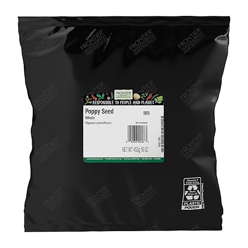 Frontier Co-Op Whole Poppy Seeds, Bulk 1Lb Bag - Black Poppy Seeds For Baking, Cooking, Salad Dressing - Certified Kosher, Non-Irradiated - 16Oz