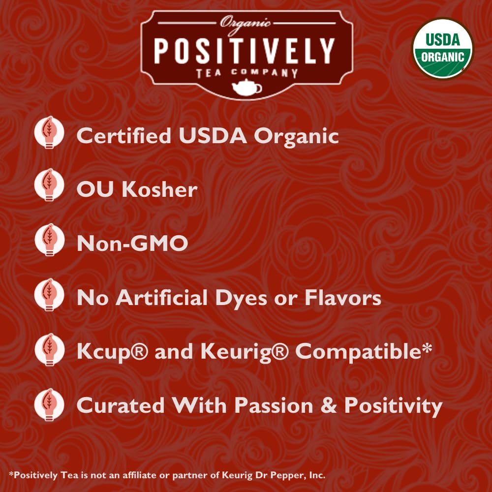 Organic Positively Tea Company, English Breakfast Black Tea, K-Cup Compatible, 24 Pods