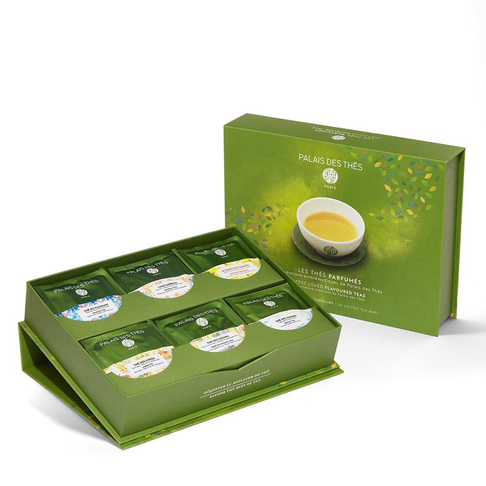 Palais Des Th  S - Most Loved Teas Gift Set Box With Premium Flavored Single Estate Earl Grey, Black, Oolong, Rooibos, Green Tea