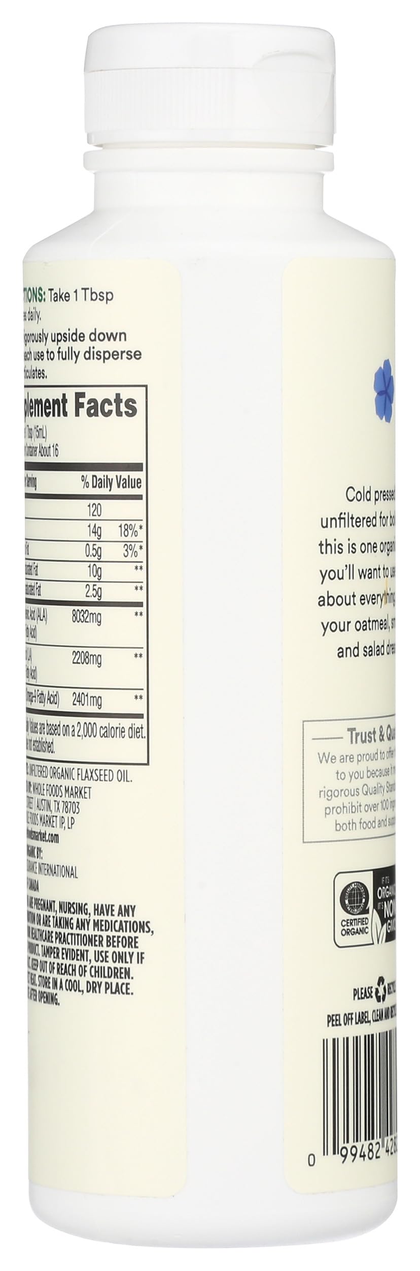 365 Everyday Value, Organic Unfiltered Flax Oil High Lignan, 8 fl oz