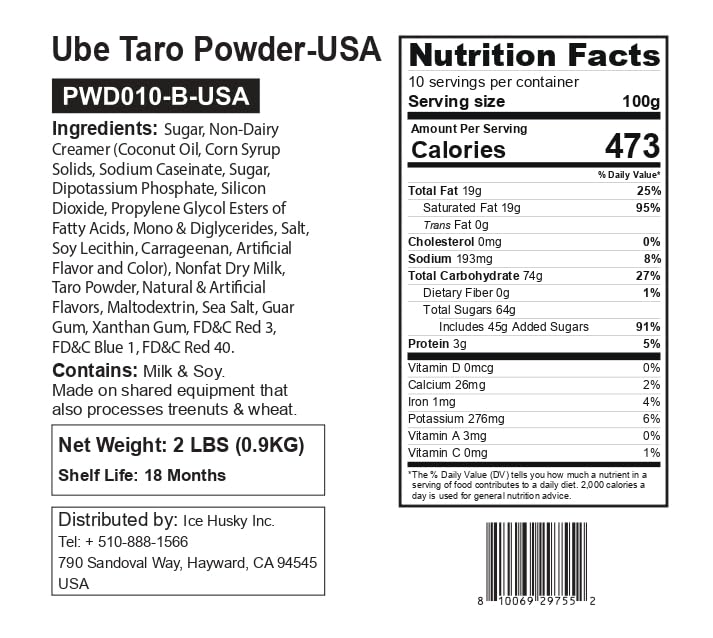 Fanale Ube Taro Bubble Tea Flavoring Powder - 2 lb - Purple Sweet Potato for Baking, Smoothies, Desserts, and Drinks