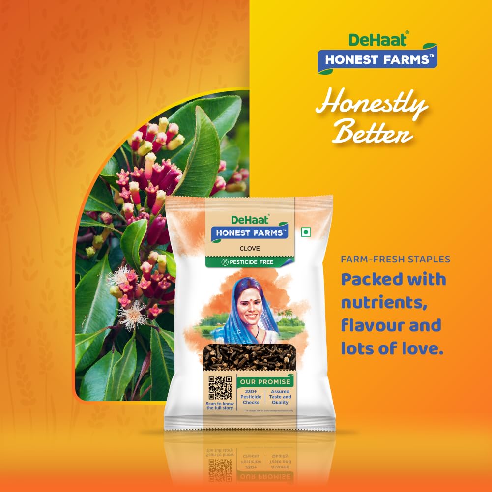 Dehaat Honest Farms Organic Whole Cloves (Laung) | Aromatic & Handpicked Spice For Cooking, Baking, Tea, Curries & Pickles | Fre