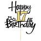 Kaoenla Black Gold Glitter Happy 17Th Birthday Cake Topper - Hello 17/Cheers17,Happy Seventeen Birthday Anniversary,17 Years Old