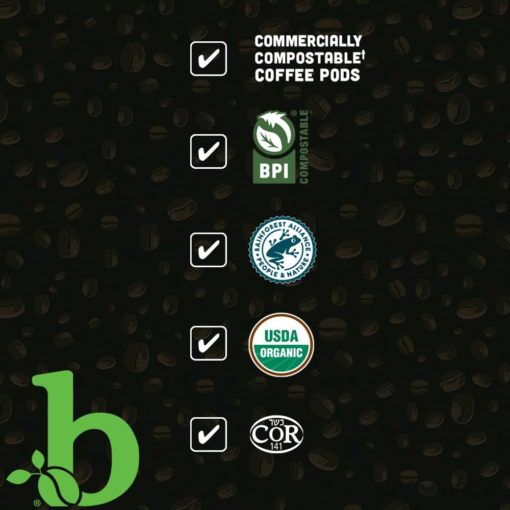 Beaniac Organic Kickstarter Colombian, Medium Light Roast, Single Serve Compostable K Cup Coffee Pods, Organic Arabica Coffee, Keurig Brewer Compatible, 30 Count