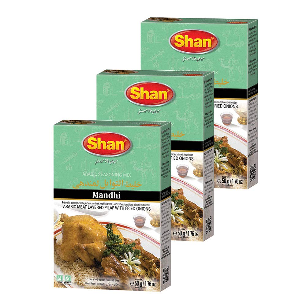 Shan Mandhi Arabic Seasoning Mix - Spice Powder for Arabic Pilaf, 1.76 oz (Pack of 3) - Suitable for Vegetarians, Airtight Packaging