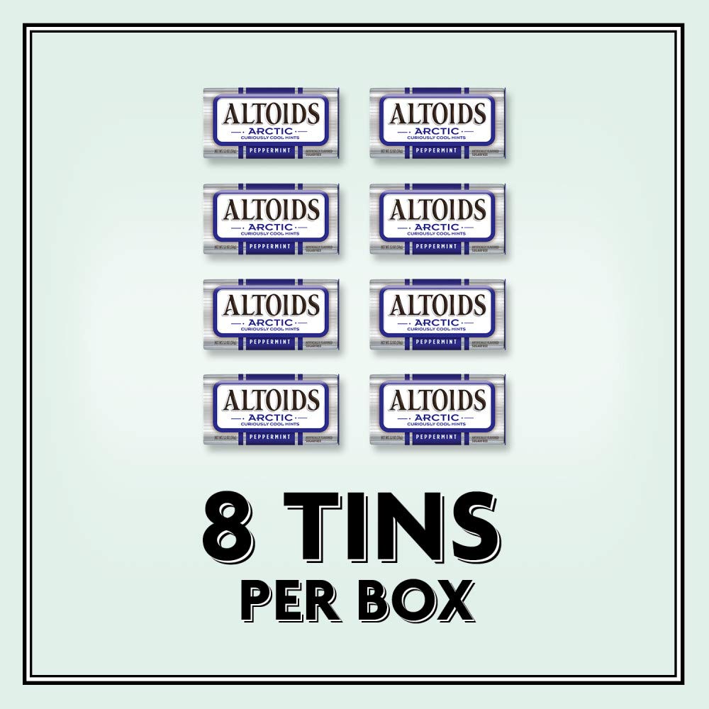Altoids Arctic Peppermint Breath Mints, 1.2 oz Tin, Pack of 8, White