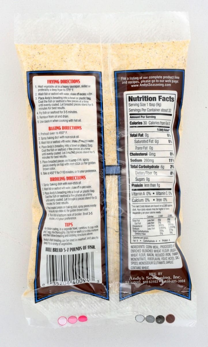 Andy's seasoning, Yellow fish breading for excellent tasting fish and shrimp 10 oz Bag(Pack of 2)