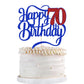 Qertesl Glitter Happy 70th Birthday Cake Topper, Gold Cardboard Decor for Men/Women, 70th Anniversary Celebration