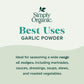 Simply Organic Garlic Powder, 3.64-Ounce Jar, Pure A-Grade Organic Garlic, Dried & Ground, Kosher, No Eto, Non Gmo