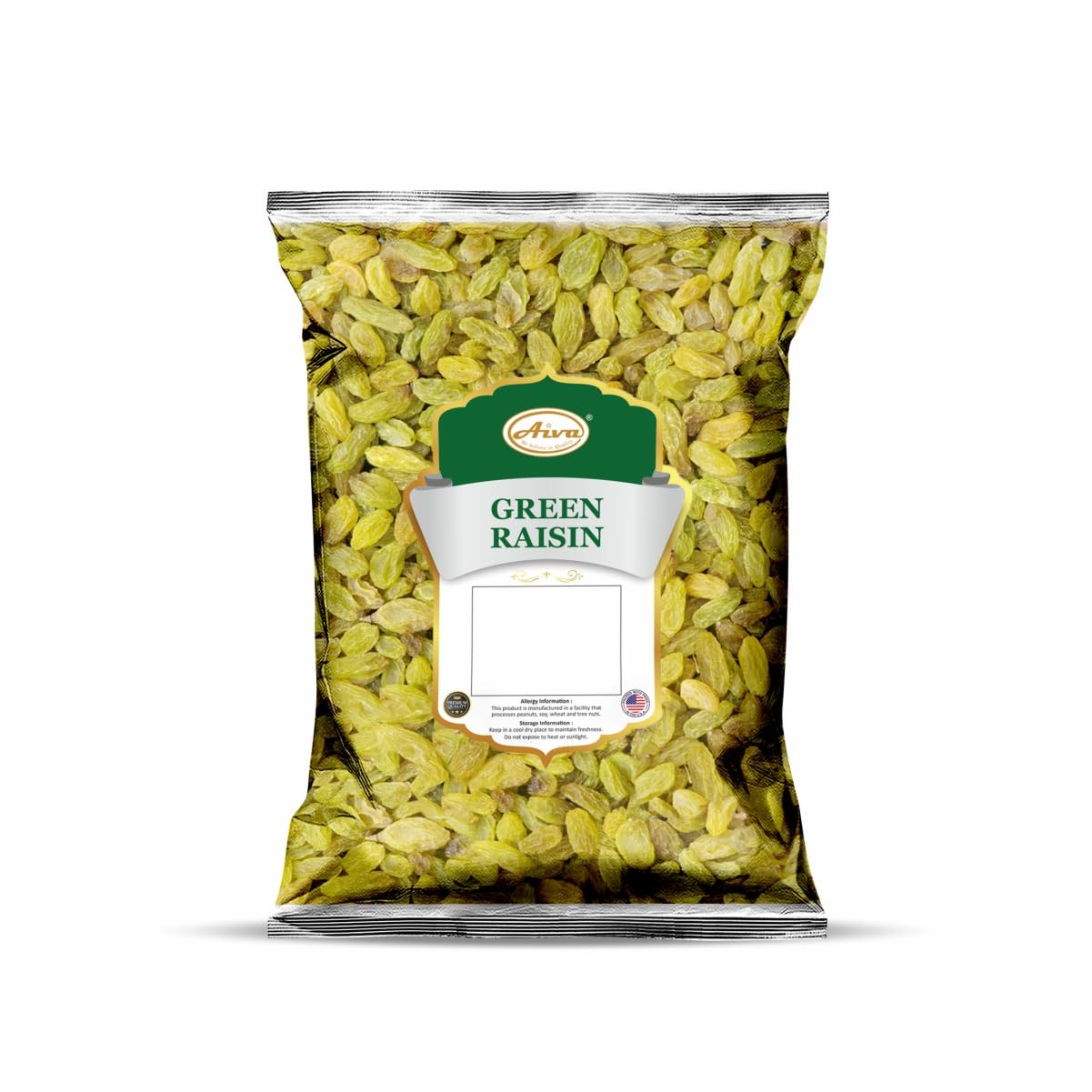 AIVA Green Raisins - Premium Seedless Dried Fruit for Snacking, Baking, 2 LB Bulk