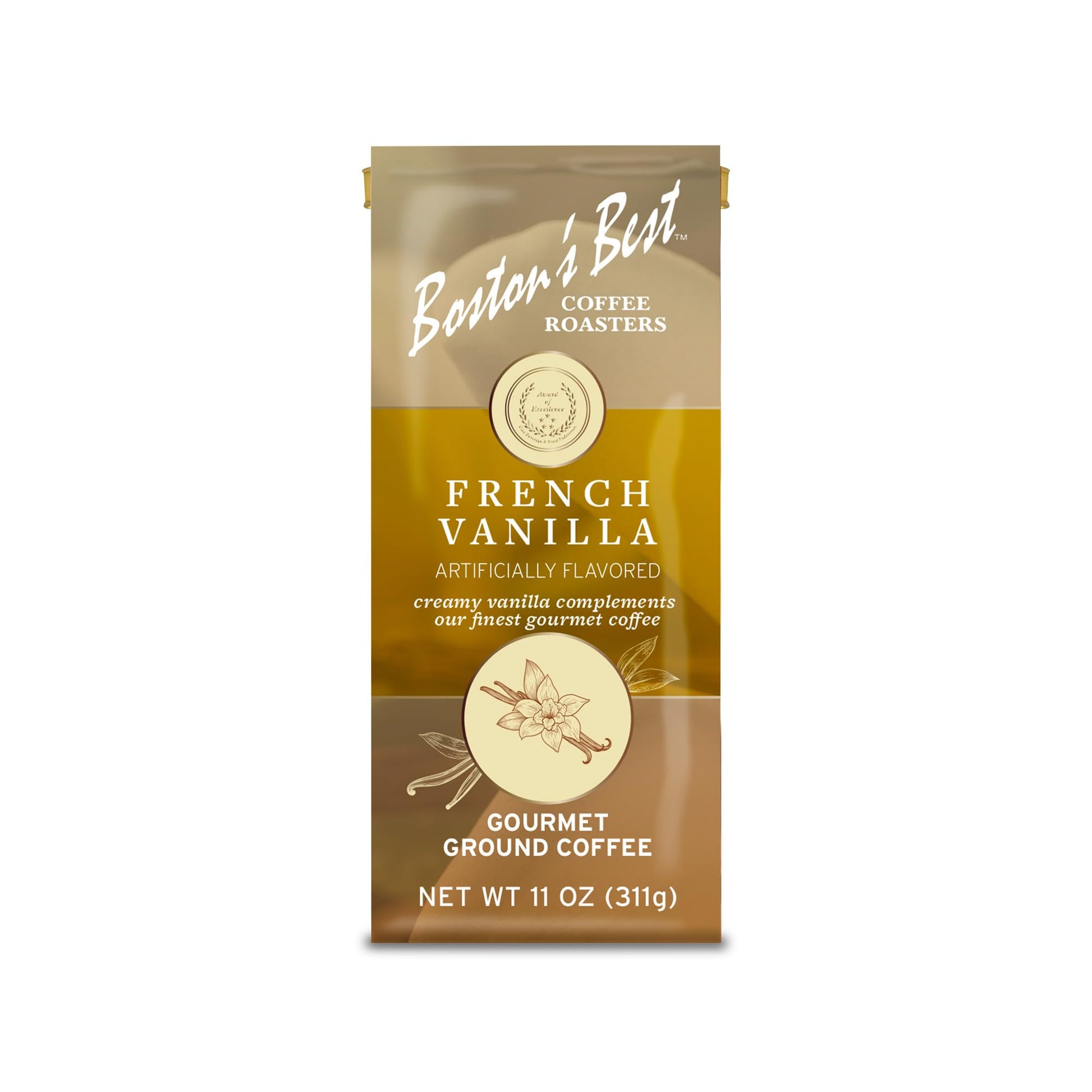 Bostons Best Coffee French Vanilla Gourmet Ground Coffee 11 oz Bag