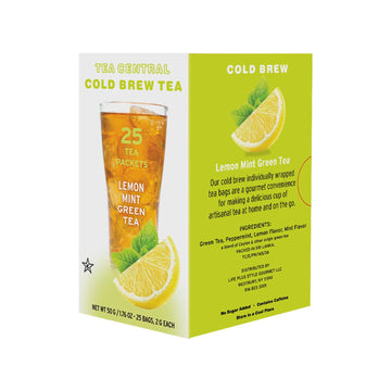 Life Plus Style Gourmet TEA CENTRAL Lemon Mint Green Tea Organic Ceylon Iced Green Tea Lemon Iced Drink Peppermint Cold Brew Tea