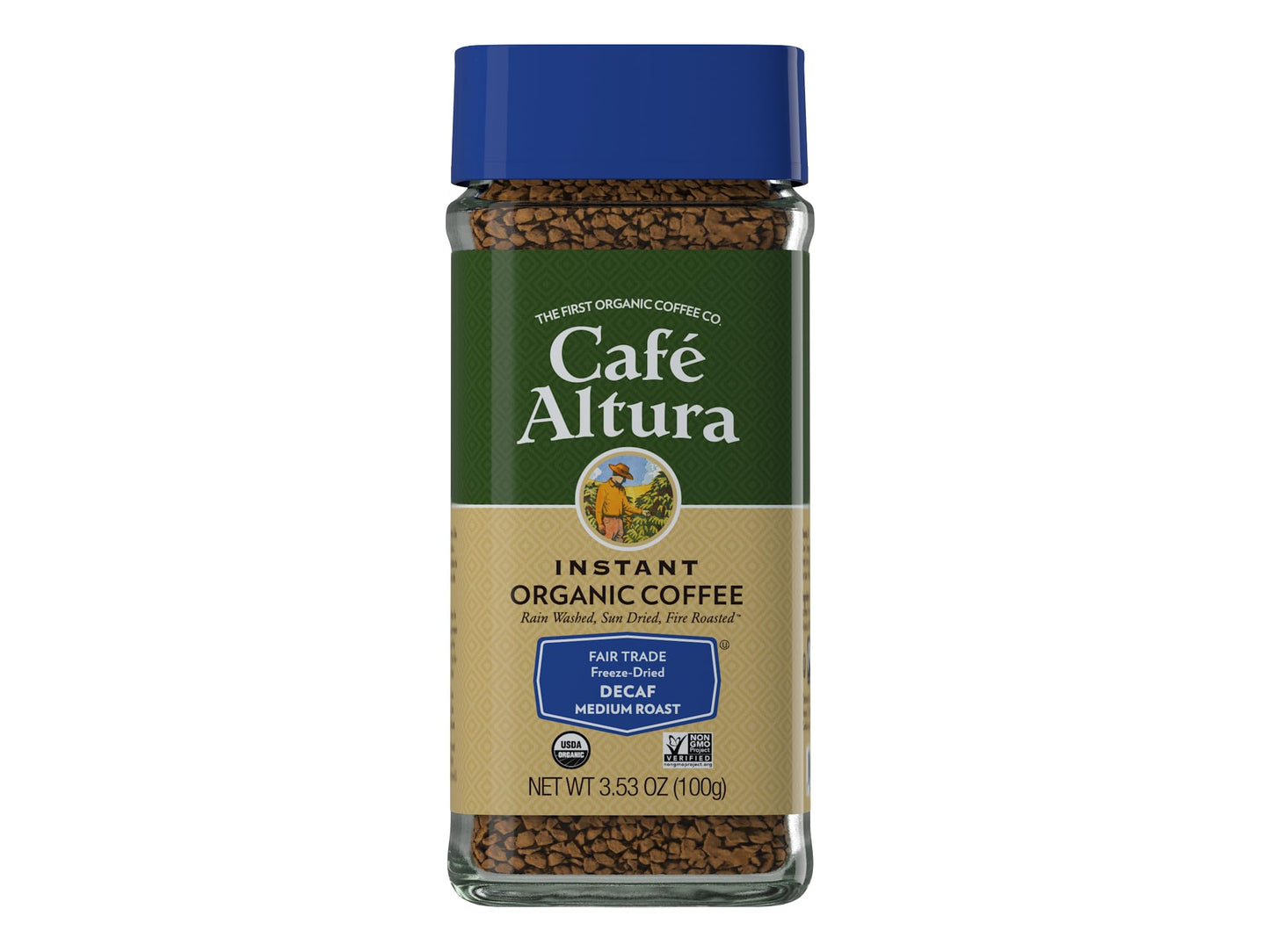 Caf   Altura Decaf Freeze Dried Instant Organic Coffee, 3.53 oz Jar