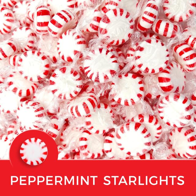 CANDY BREAK Starlight Peppermint Mints - Hard Candy, Individually Wrapped, 150 Count, 2 lbs Bulk Bag for Parties and Holidays