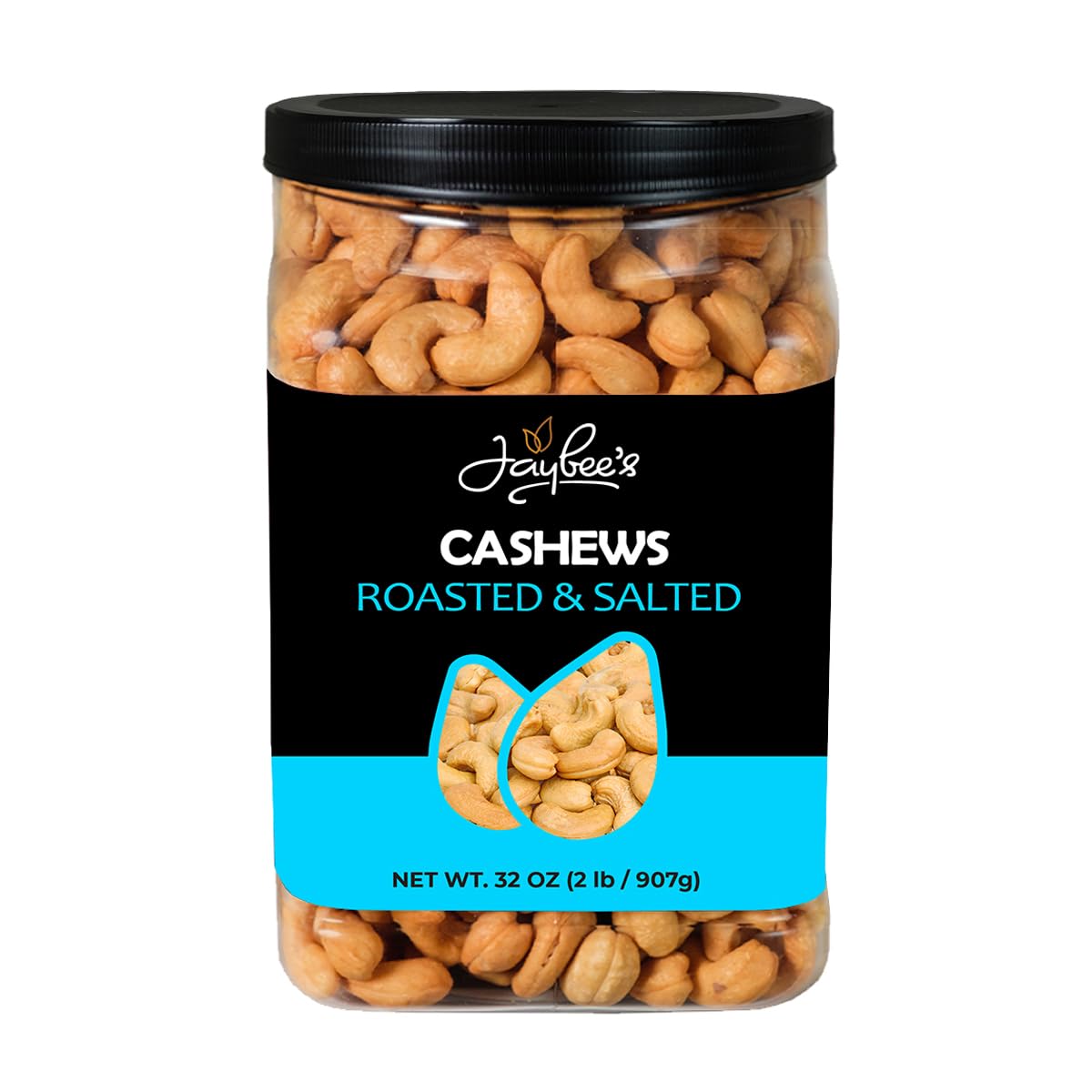 Cashews Roasted Salted - 32 Oz 2 Lbs | Whole Cashew Nut | Healthy Protein Snack | Natural Keto & Vegan Diet Friendly | Great For Cooking, Baking, Salads | Kosher | Jaybees Nuts