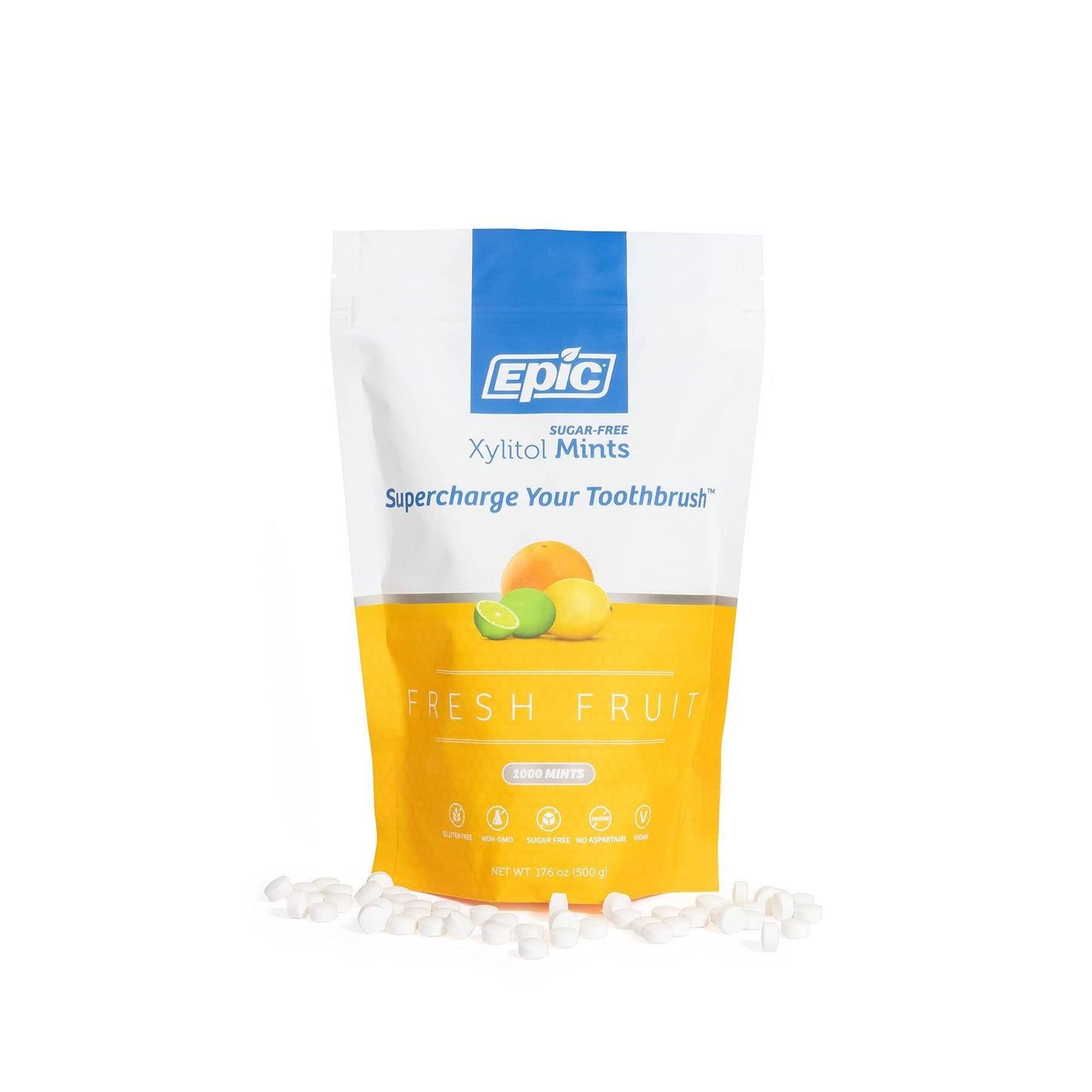 Epic Mints - Aspartame Free 100% Xylitol Mints - Sugar Free Mints Fresh Fruit Flavored, 1000 Pieces (Pack Of 1)