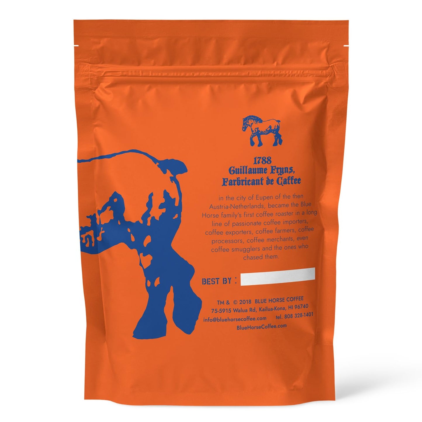 Blue Horse 'Gentle Giant' Hawaiian Roast, Arabica Whole Beans Blend (20% Kona), Medium Roast, 2.2 Lbs (35 Oz), Farm-Fresh Arabic