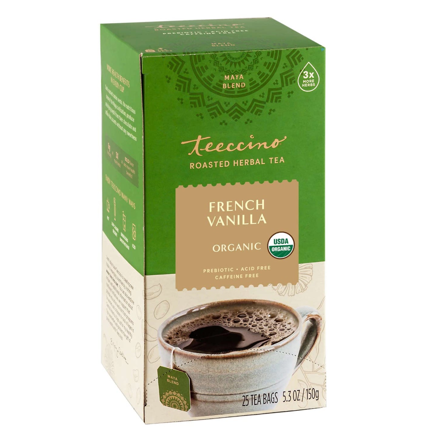 Teeccino French Vanilla Herbal Tea - Caffeine Free Coffee Alternative, 25 Count