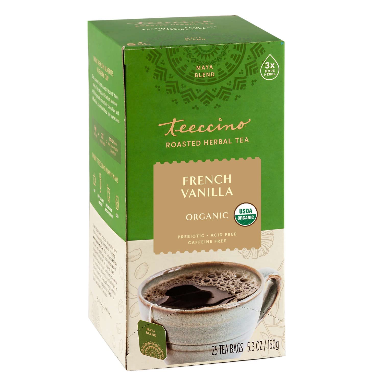 Teeccino French Vanilla Herbal Tea - Caffeine Free Coffee Alternative, 25 Count