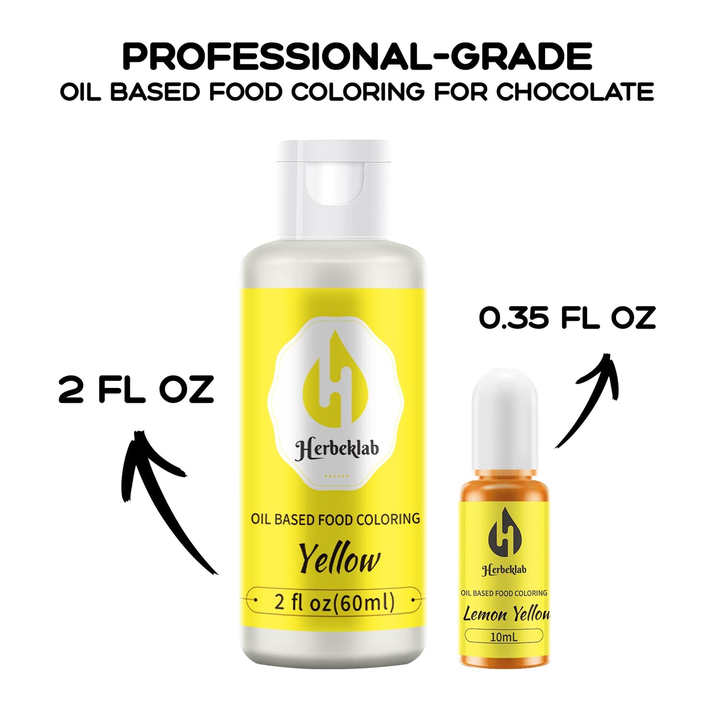 Herbeklab Yellow Oil Based Food Coloring for Chocolate, 60ml Concentrated Dye for Candy Melts and Cake Pops