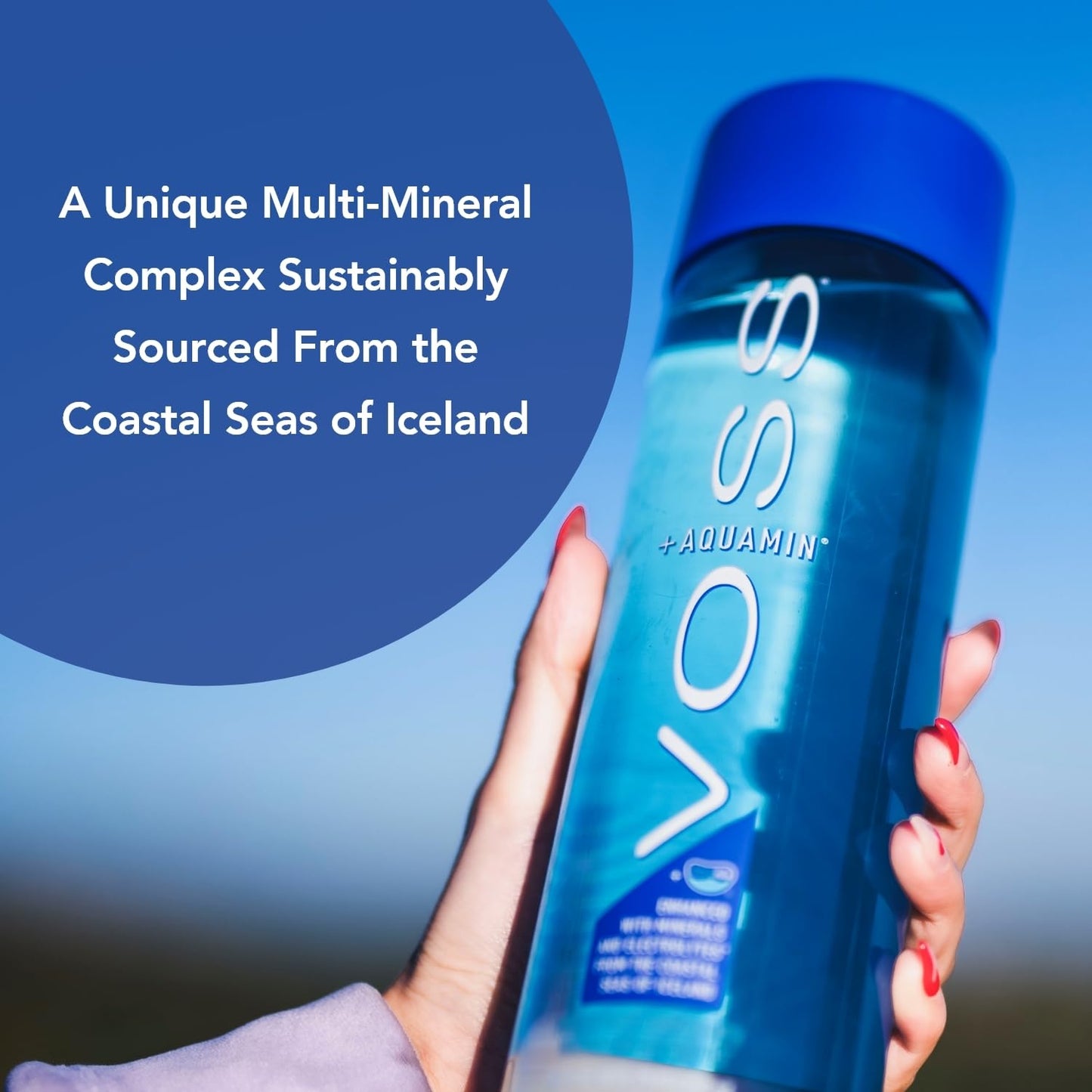 VOSS Aquamin Enhanced Water - Pack of 12 Bottles, 850ml Each - Purified Hydrating Water with 74 Trace Minerals & Electrolytes