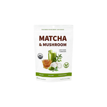 Cherie Sweet Heart Matcha & Mushroom, Organic Matcha Latte Powder Drink Mix, Great Substitute for Coffee, Non-GMO, Vegan, Gluten