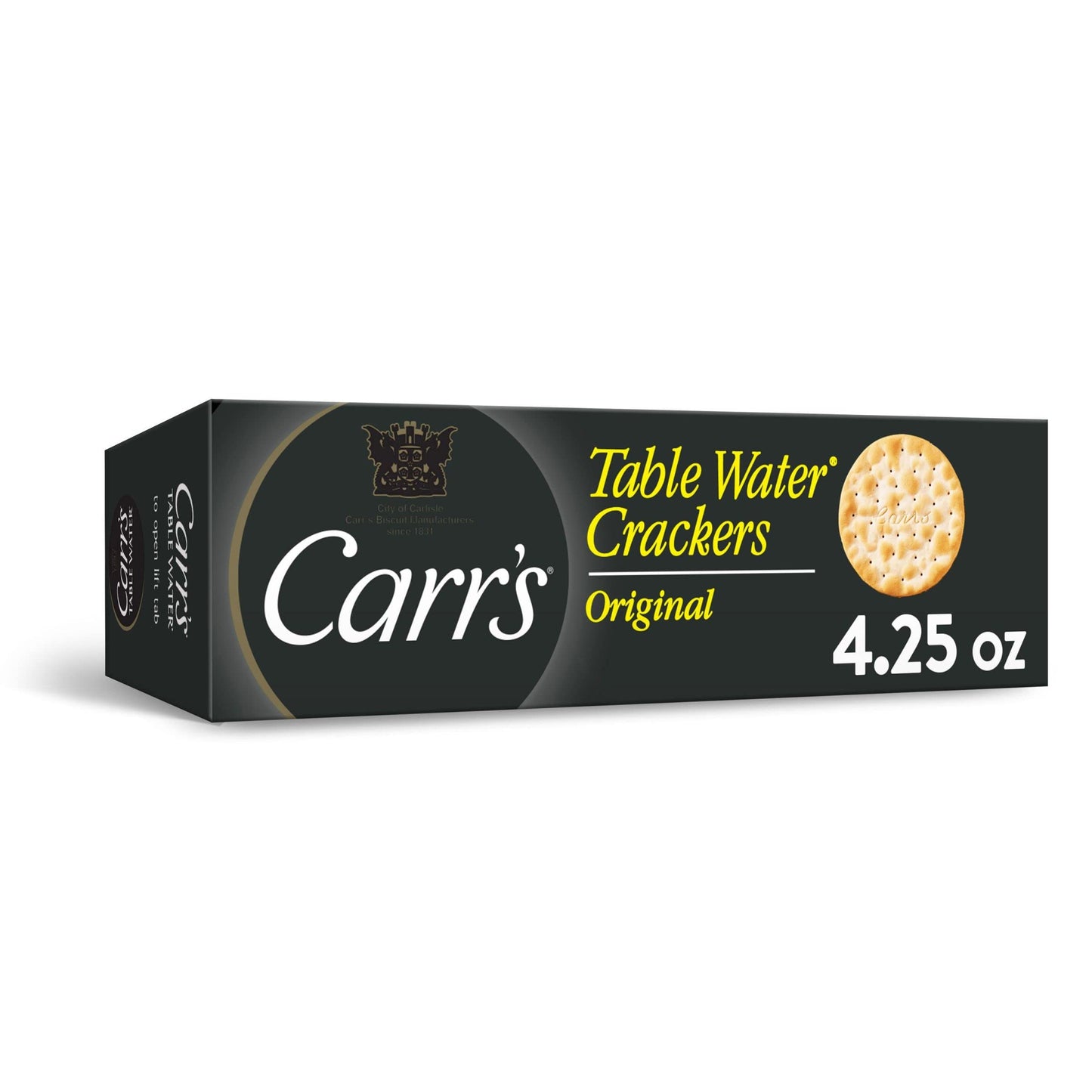 Carrs Table Water Crackers, Baked Snack Crackers, Party Snacks, Original, 4.25oz Box (1 Box)