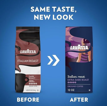 Lavazza Italian Roast Ground Coffee, Dark Roast, Strong & Bold, 100% Arabica, 12oz Bag - Perfect for Coffee Lovers