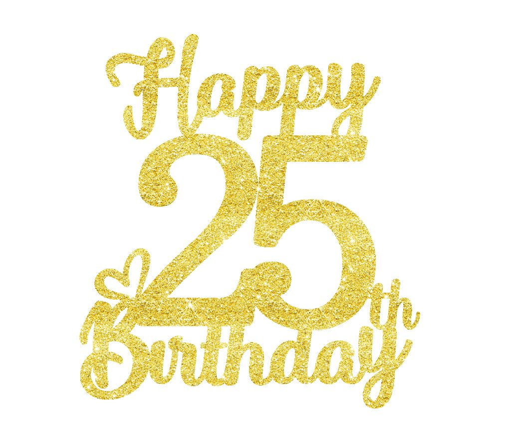 25 Birthday Cake Toppers-Gold Glitter, 25Th Cake Topper For Men,25 Cake Topper For Women, 25Th Birthday Decorations,25Th Birthda