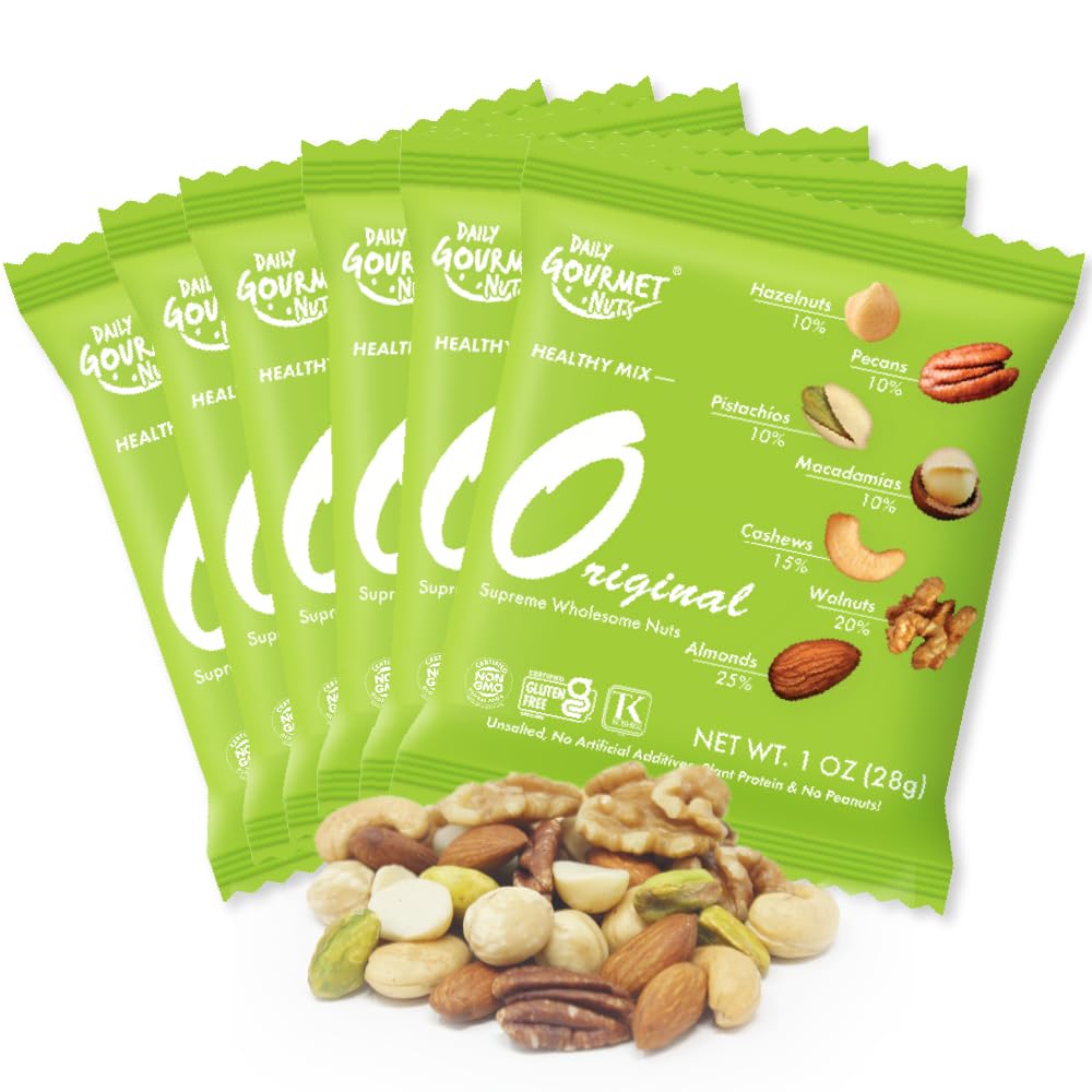 Daily Gourmet Nuts - Unsalted Mixed Nuts Snack Packs/Individually Wrapped Snacks/Nut Snacks/No Peanuts/Healthy Trail Mix Individual Packs/Deluxe Assorted Snacks / 48 Packs
